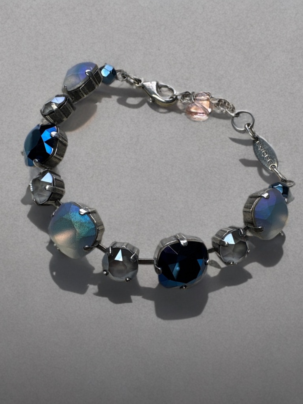 Sabika Blue Crystal Bracelet - Iridescent Navy & Silver
